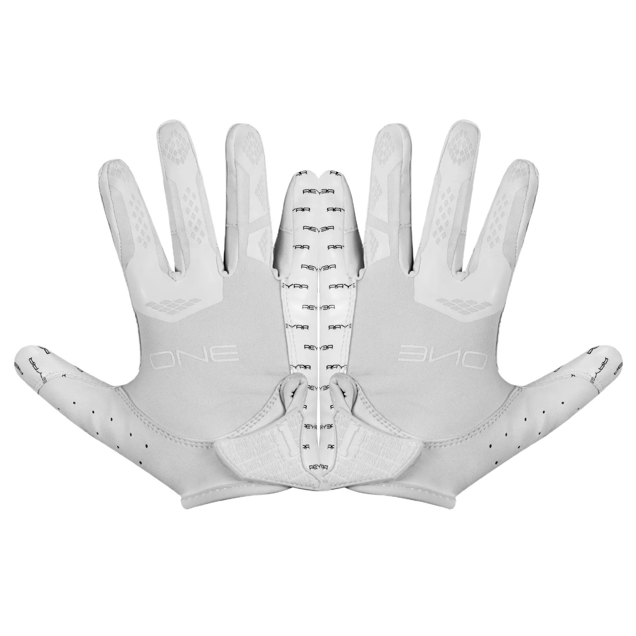 White Reyrr ONE gloves with advanced GripTack Pro technology and breathable nylon back for athletic performance