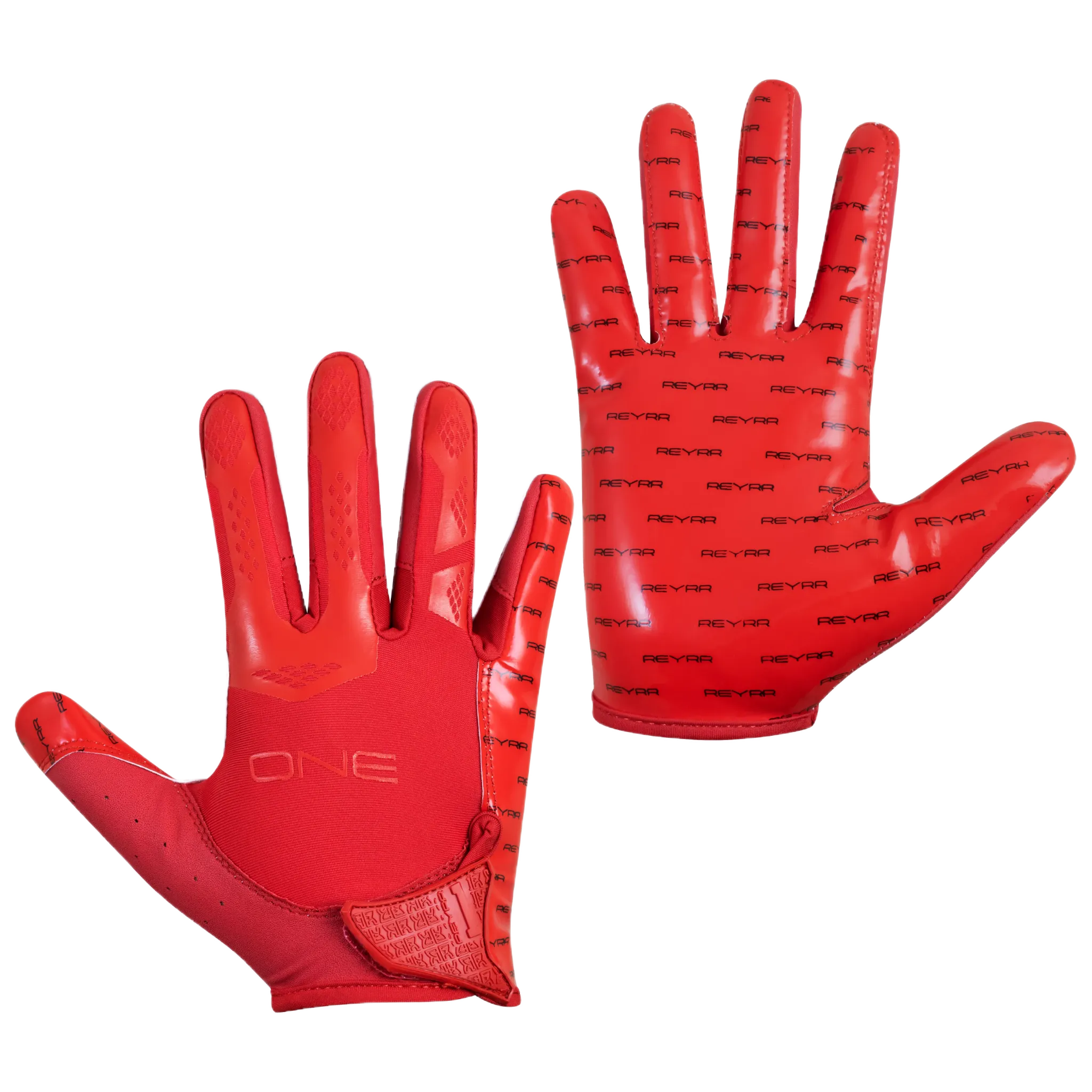 Red Reyrr ONE athletic gloves with enhanced silicone grip and breathable nylon back for optimal performance and comfort