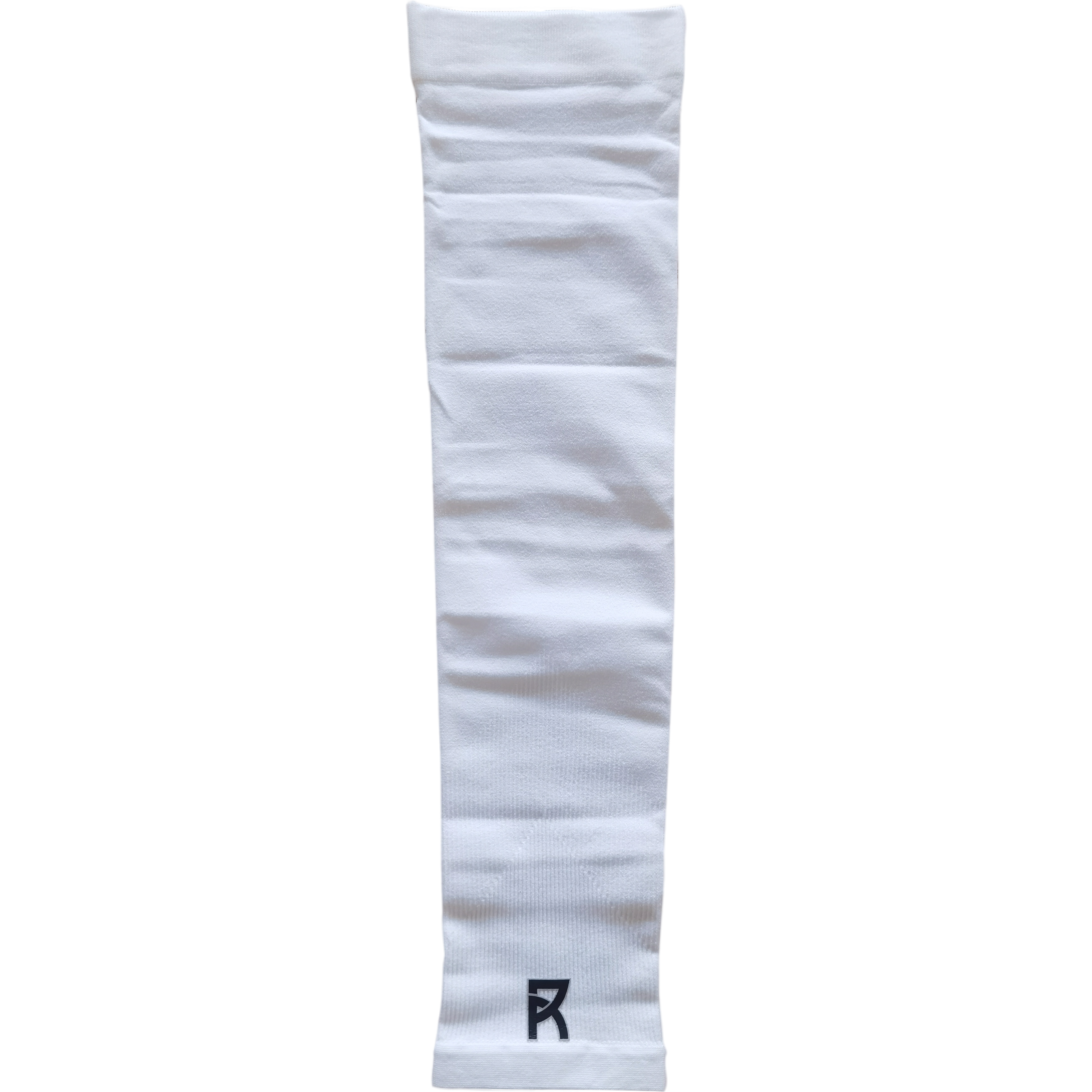 Reyrr Compression Arm Sleeves 2-pack breathable, elastic, UV protection sleeves in white made from nylon, spandex, and ice silk.