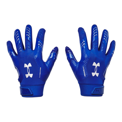 Under Armour F9 royal blue Color Rush football and floorball gloves back-of-hand view