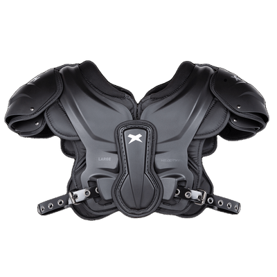 Xenith Velocity² lightweight black football shoulder pads with flexible design and durable straps