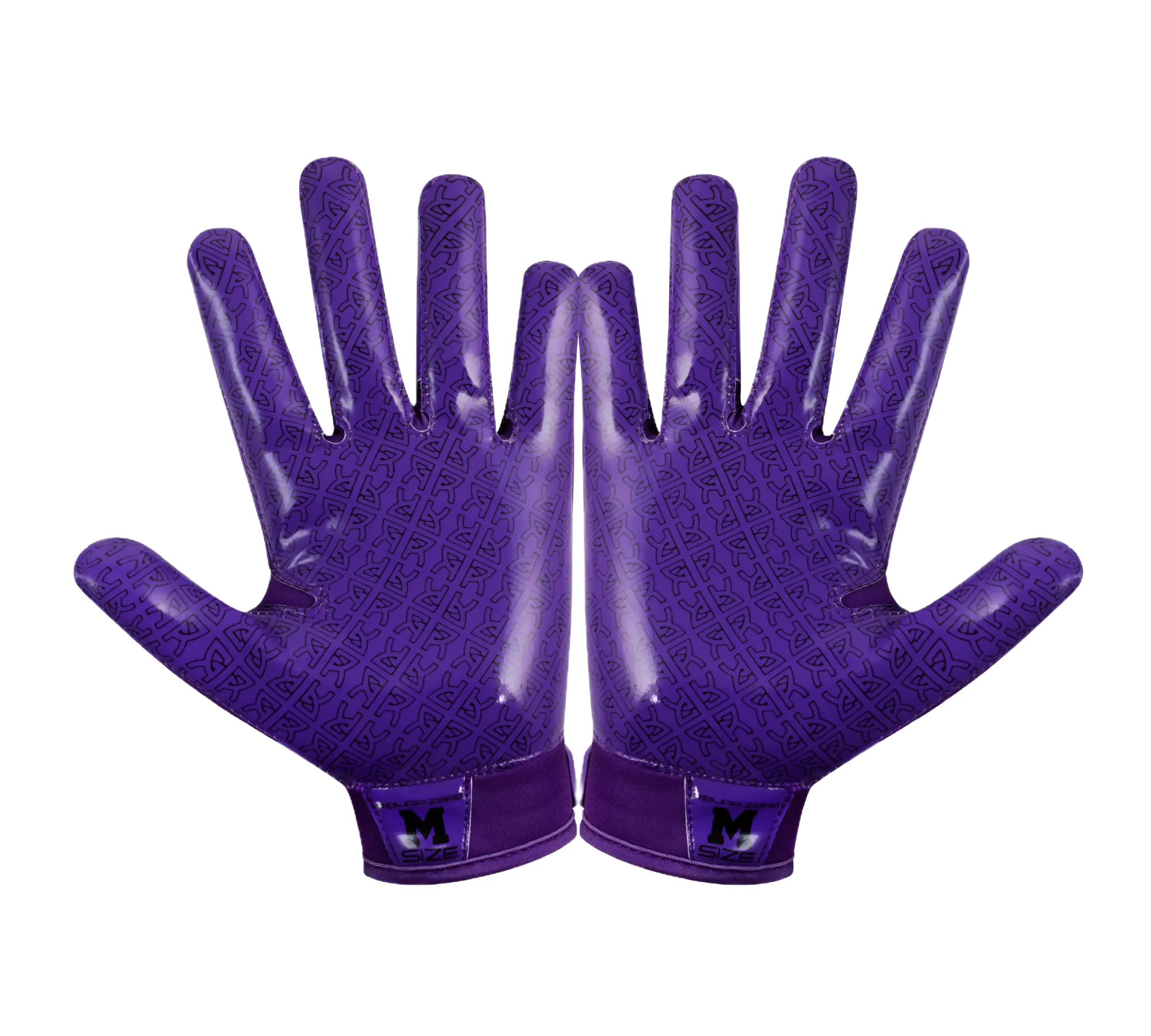 Reyrr Zero gloves in purple with Reyrr GripTech pattern, designed for superior grip and comfort on football and floorball fields.