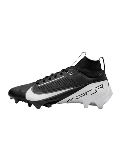 Nike Vapor Edge Pro 360 2 black and white football cleat with molded upper and traditional laces