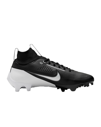 Nike Vapor Edge Pro 360 2 black and white football cleat with molded upper and traditional laces for support and control