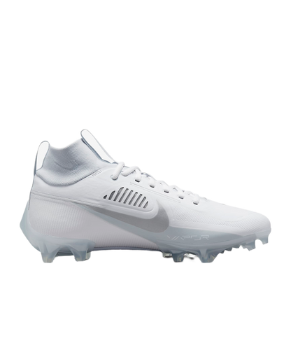 Nike Vapor Edge Pro 360 2 white football cleat with molded upper and traditional laces for enhanced support and control