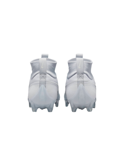 Rear view of white Nike Vapor Edge Pro 360 2 football cleats with textured upper and Nike logo