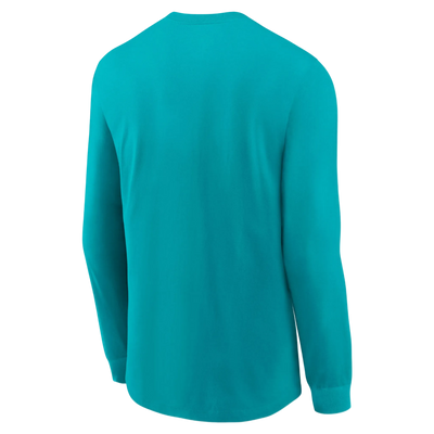 Dolphins aqua long sleeve shirt on model