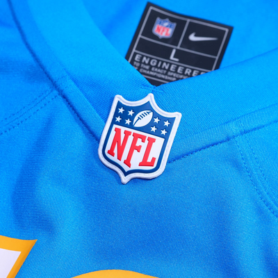 Los Angeles Chargers blue Game Jersey on model