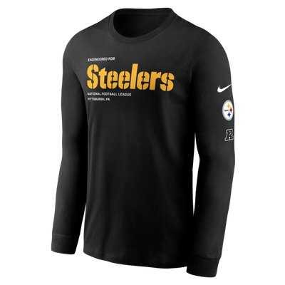 Black long-sleeve shirt with 'Stealers' text and Nike logo on a white background