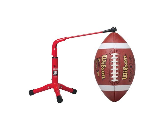 Red Wilson Pro Kick football holder with adjustable arm; football shown is not included