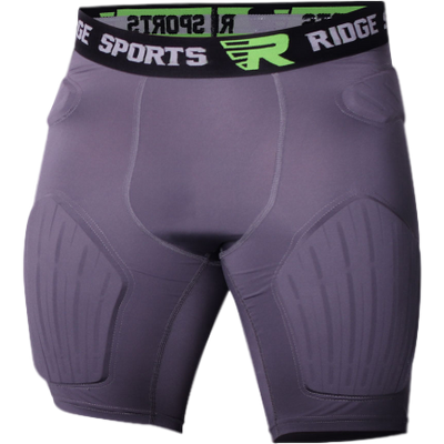 Ridge Girdle compression shorts with integrated hip, thigh, and tailbone padding for impact protection and breathable fabric.