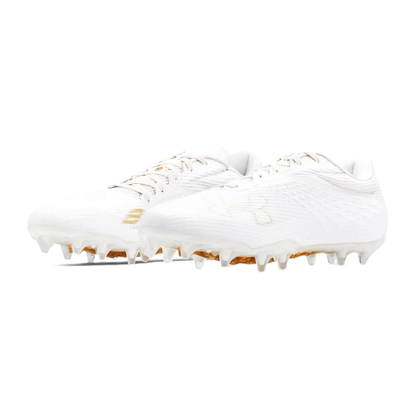 White UA Blur Smoke football cleats with low-top lightweight design and track spike-inspired outsole for speed and stability
