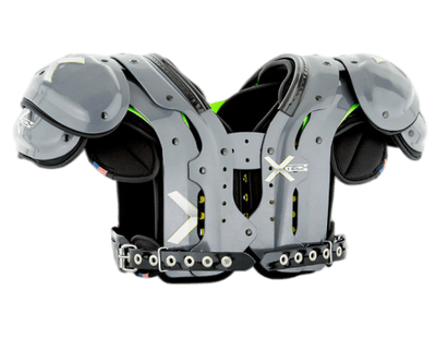 X-Tech X2 Shoulder Pad in grey with adjustable straps and protective XRD foam for football players
