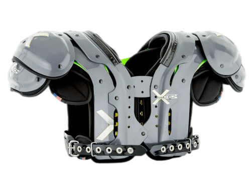 X-Tech X2 Shoulder Pad in grey with adjustable straps and protective XRD foam for football players